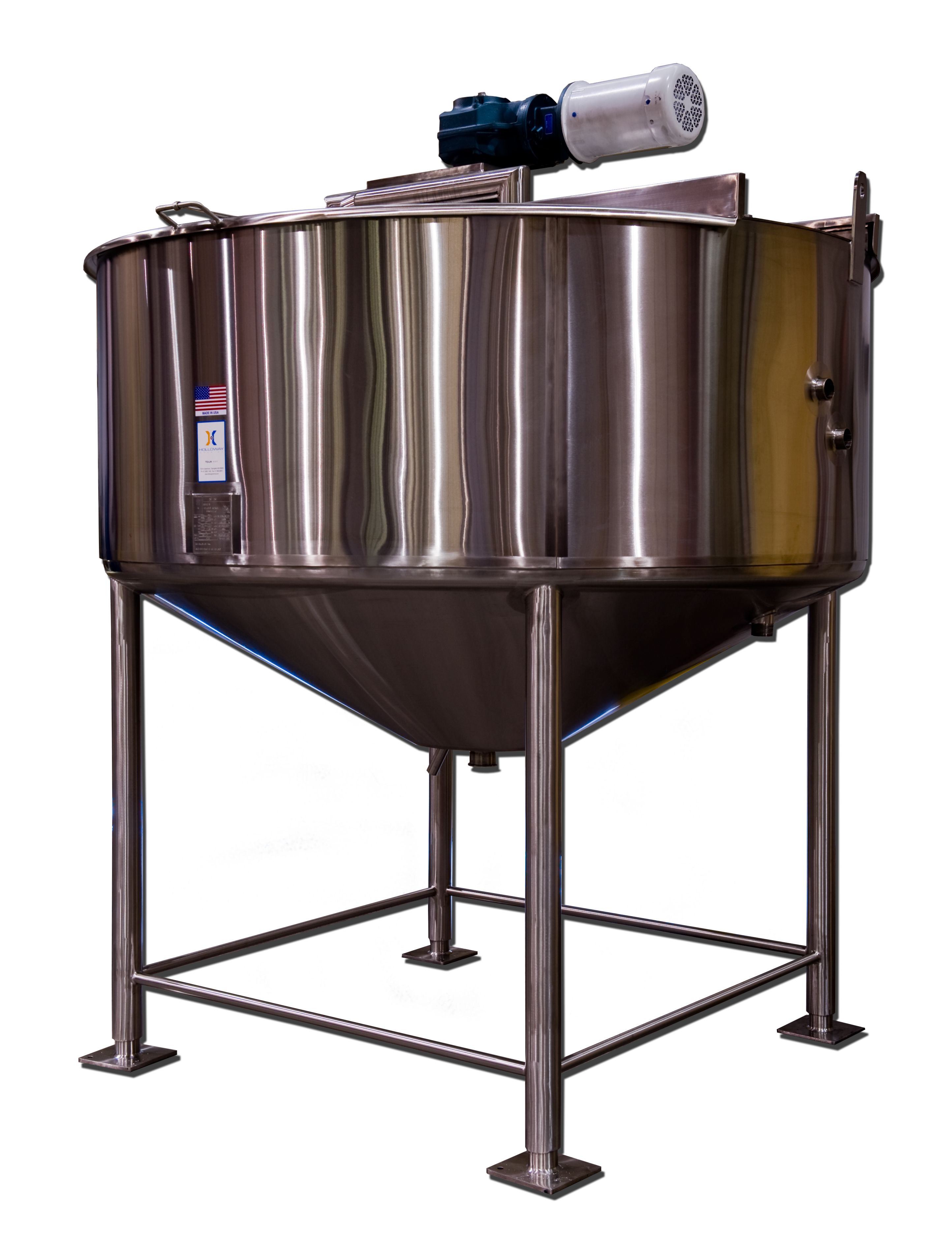 In addition to mixing tanks like this one, HOLLOWAY also engineers blending tanks and storage tanks for its beverage client partners.