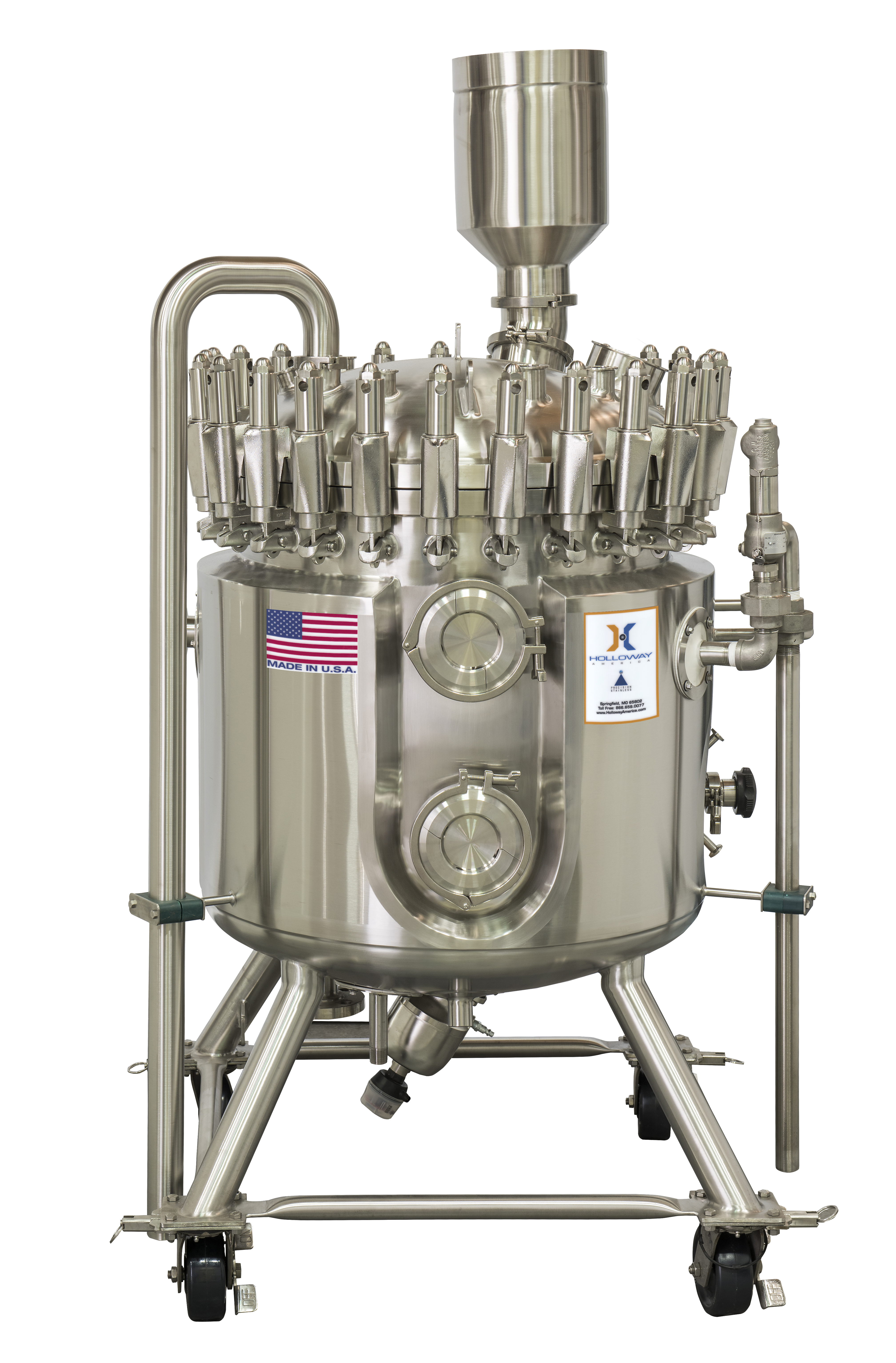 Holloway builds portable pressure vessels like this vertical vessel for the laboratory.