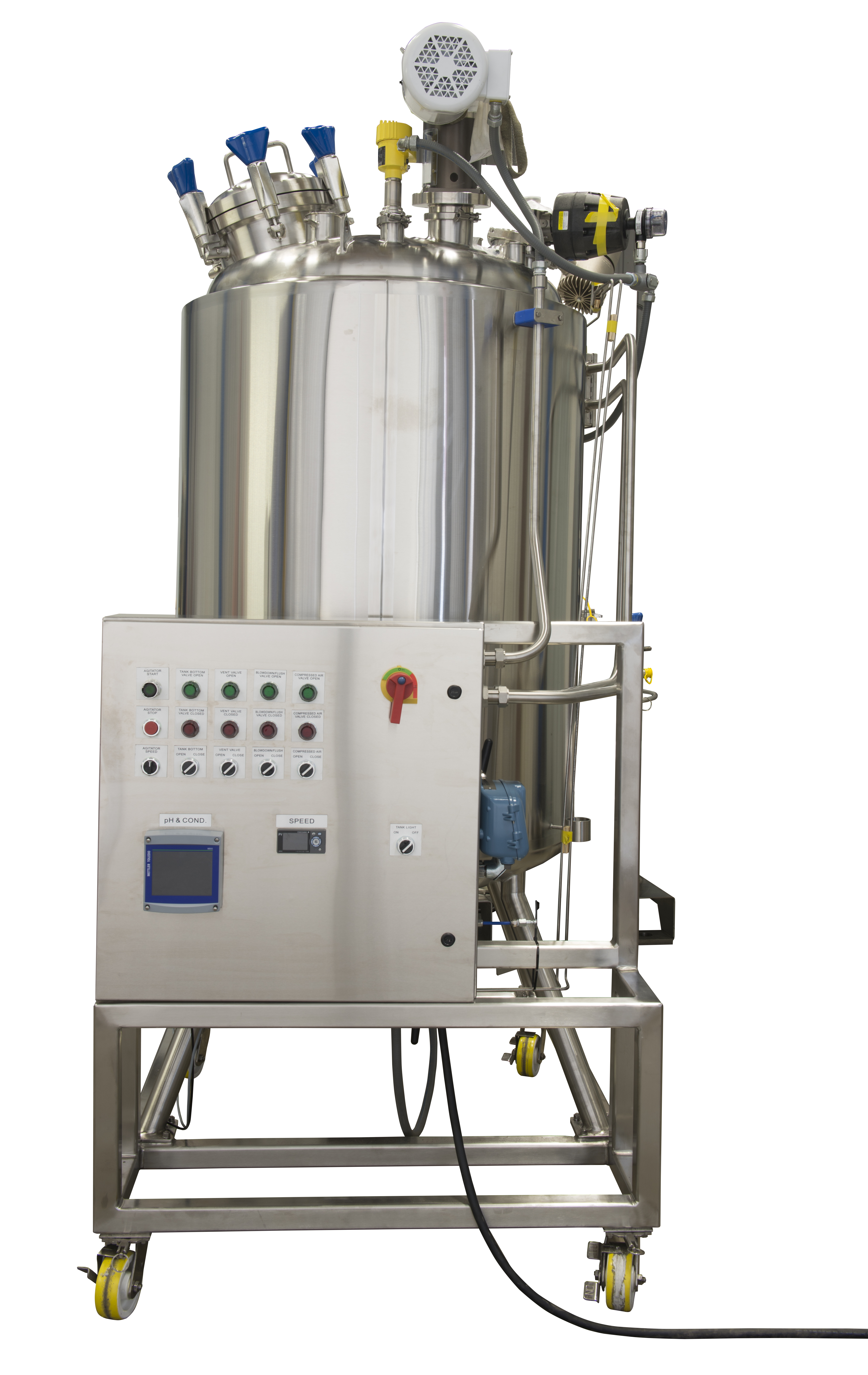 For a smarter mixing tank, this mixing vessel features a control panel.